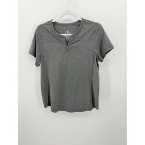 KÜHL Women's Split Neck Short Sleeve Performance Top Dark Gray Medium